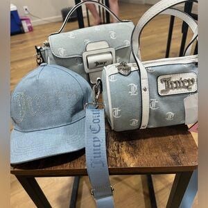 BNWT denim juicy couture set! Hey barrel bag and clutch!